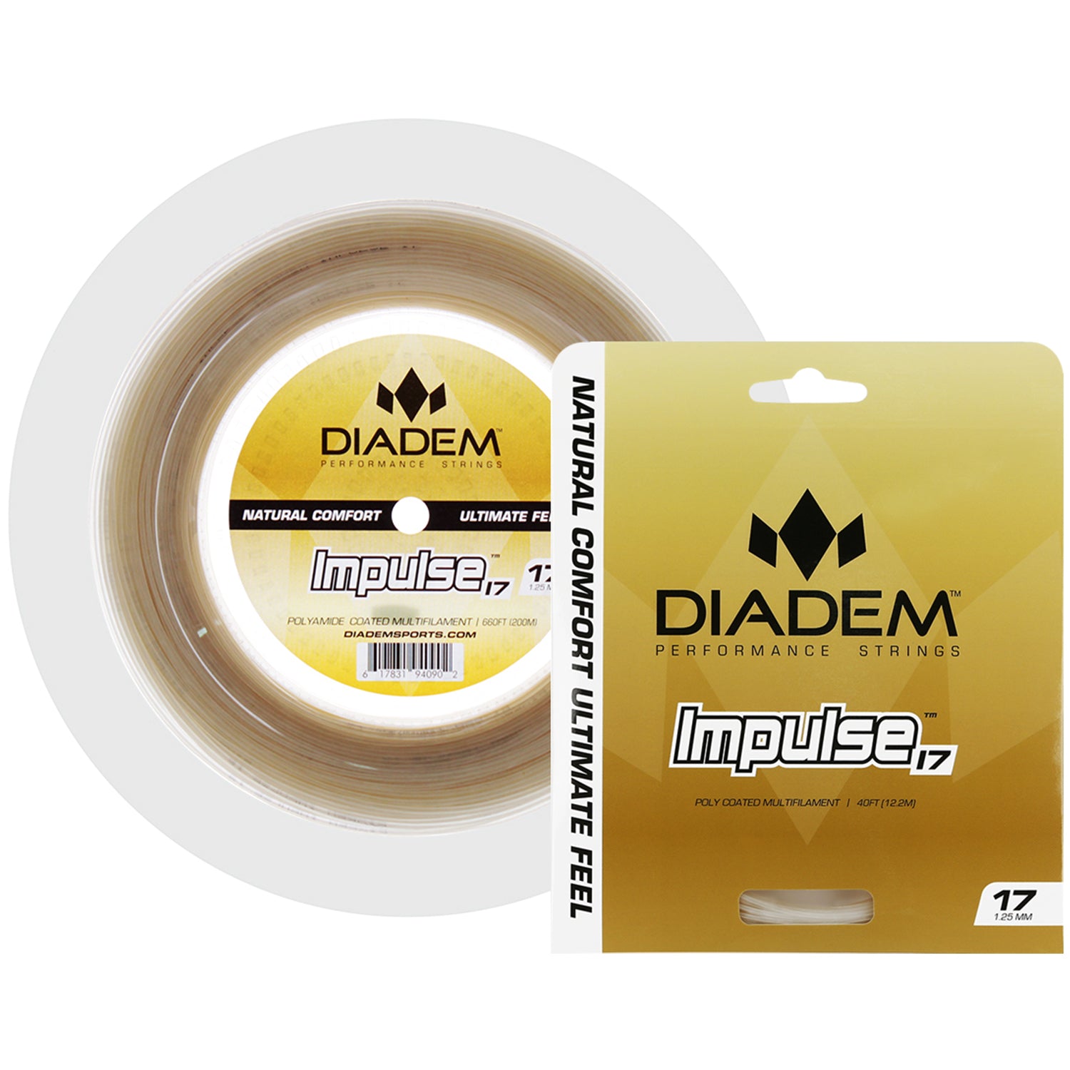 Diadem Impulse Tennis Racquet String, reel 660ft/200m –