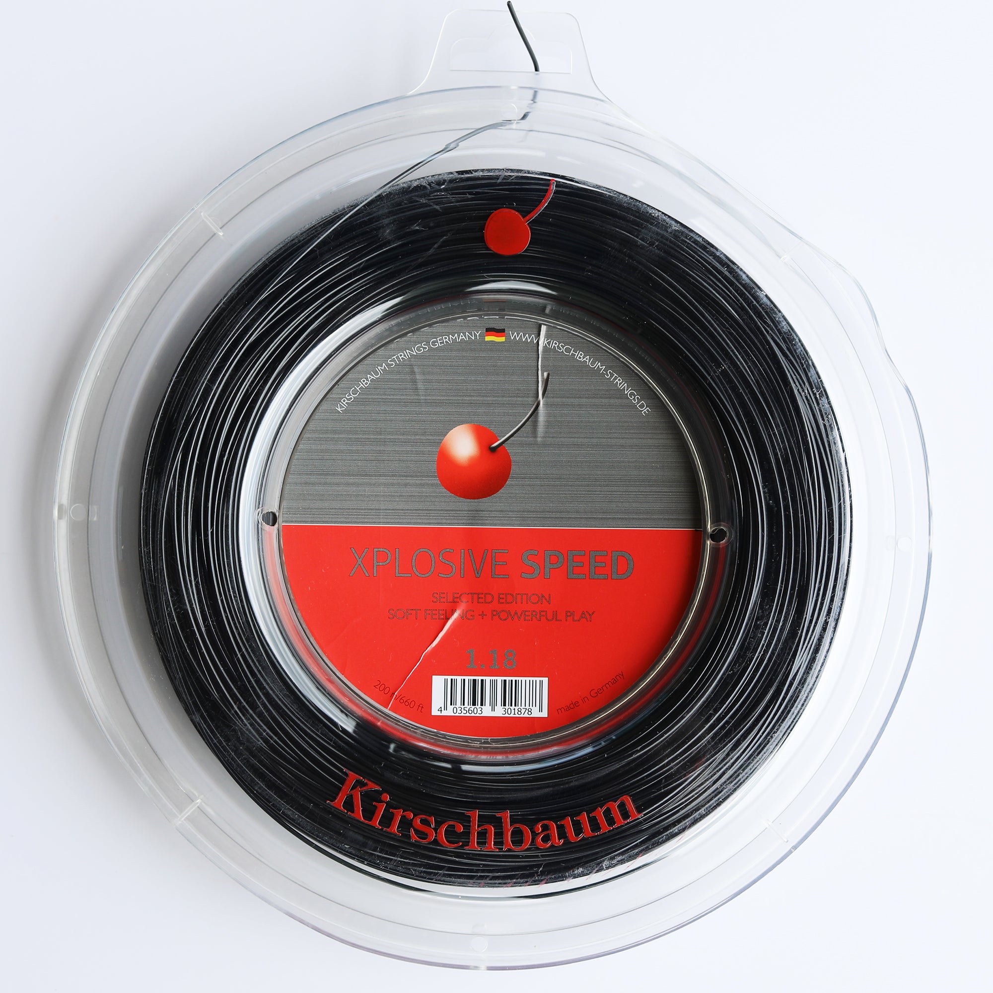 Black Tenmis Racquet String Kirschbaum Xplosive Speed tennis racquet string, reel 660ft/200m ...