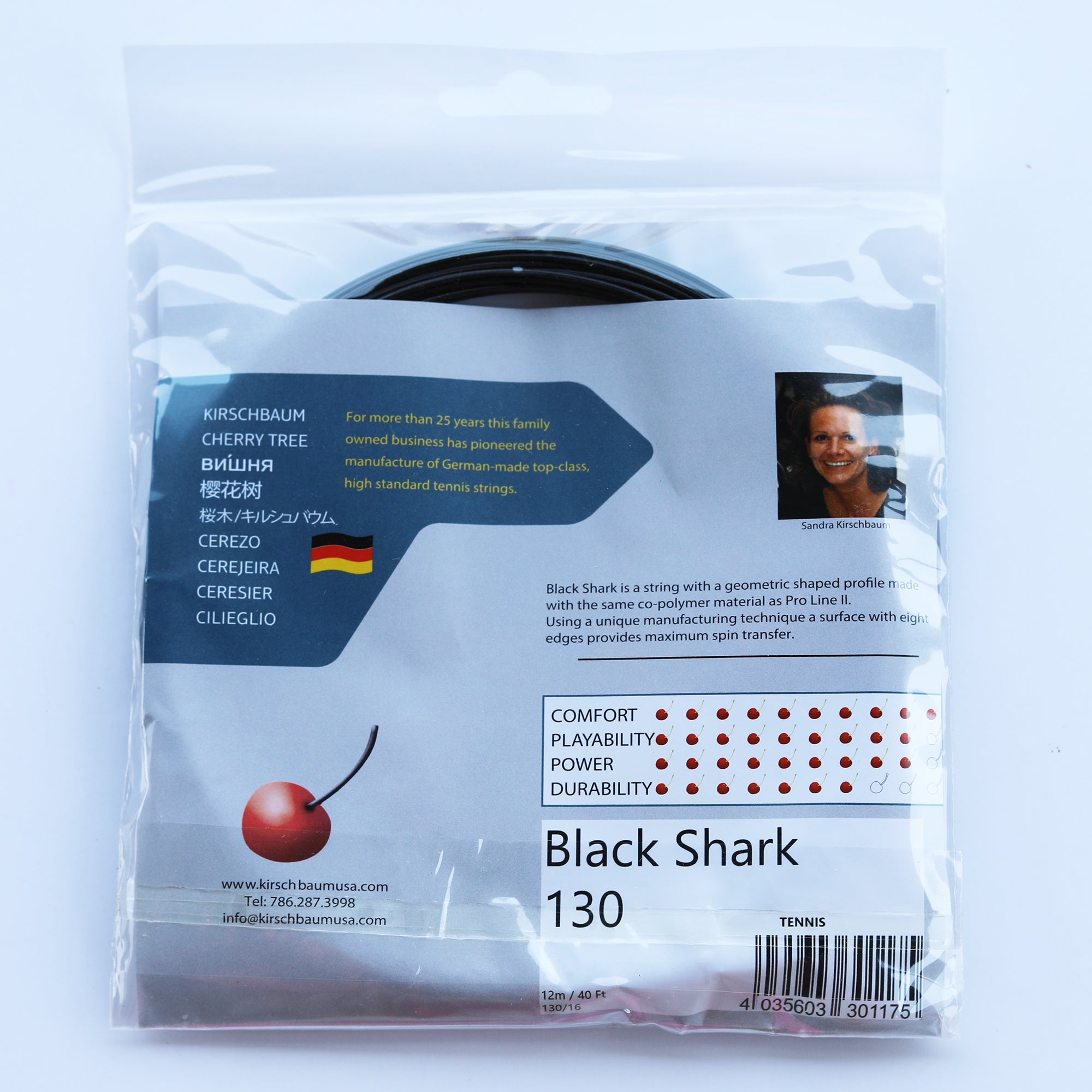 Black Tenmis Racquet String Kirschbaum Black Shark tennis racquet string, 40ft/12.2m set ...