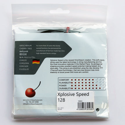 Kirschbaum Xplosive Speed tennis racquet string, set 40ft/12.2m co-polyester.