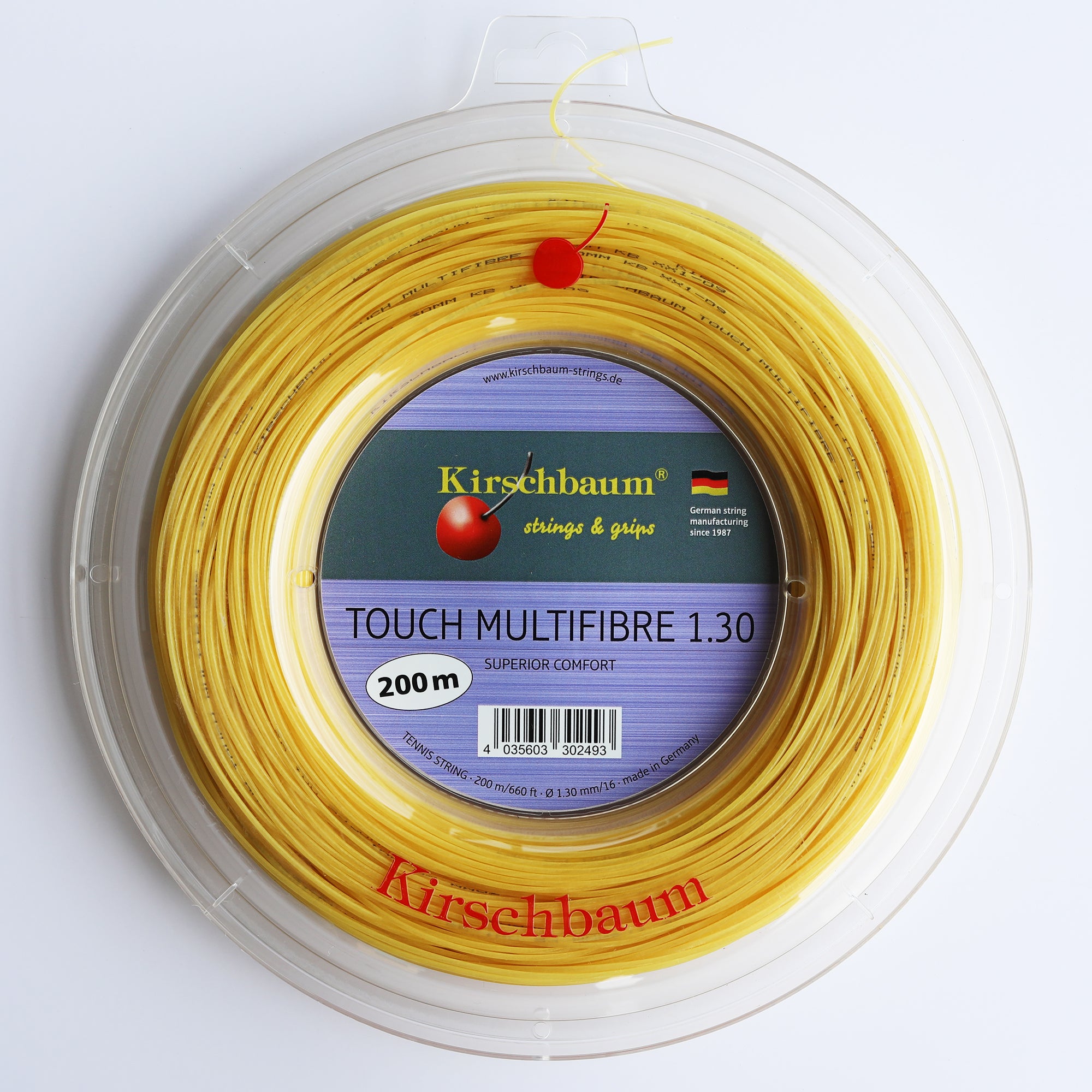 Kirschbaum Touch Multifibre tennis racquet string, Reel 660ft, 200m natural  color, co-polyamide