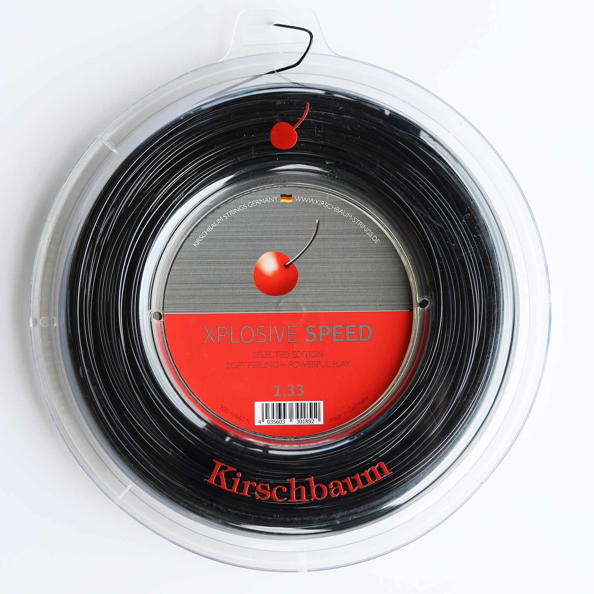 Black Tenmis Racquet String Kirschbaum Xplosive Speed tennis racquet string, reel 660ft/200m ...
