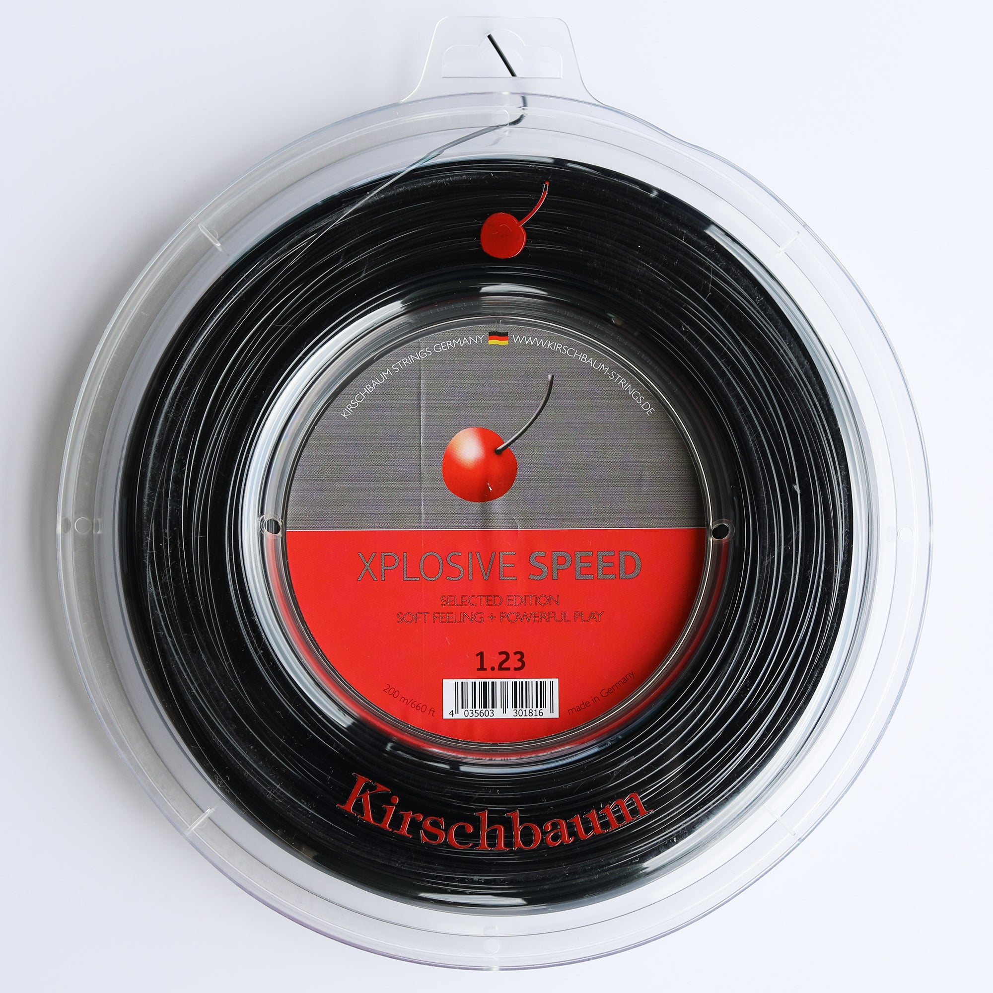 Black Tenmis Racquet String Kirschbaum Xplosive Speed tennis racquet string, reel 660ft/200m ...